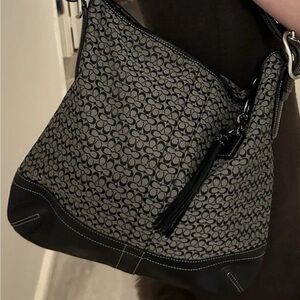 Coach Signature Black and Gray Shoulder Bag